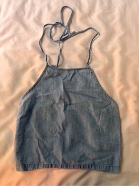 Hollister Light Blue Smocked Crop Top